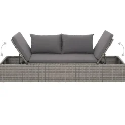 vidaXL - Loungebed - Grijs - Poly rattan