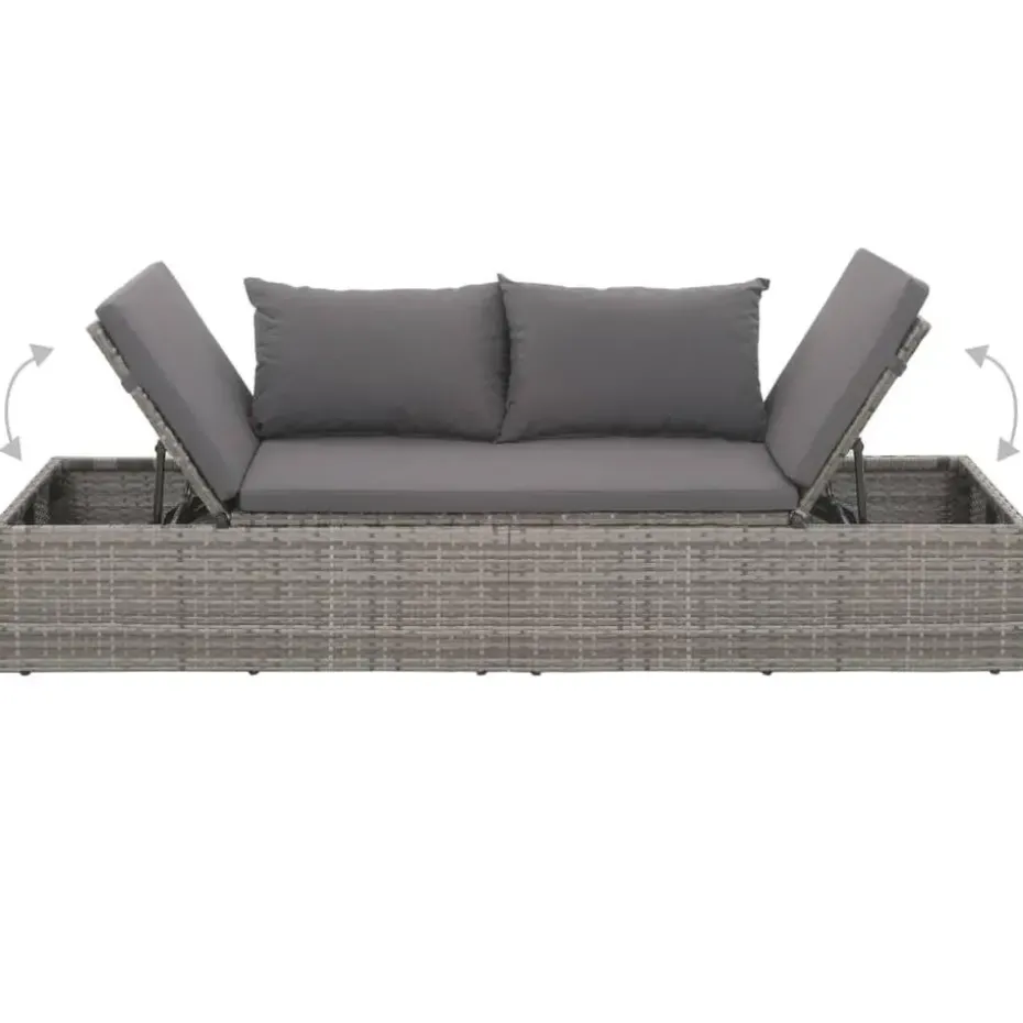 vidaXL - Loungebed - Grijs - Poly rattan