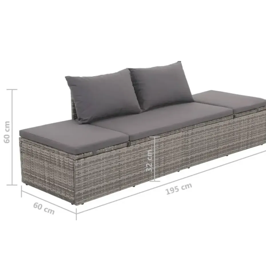 vidaXL - Loungebed - Grijs - Poly rattan