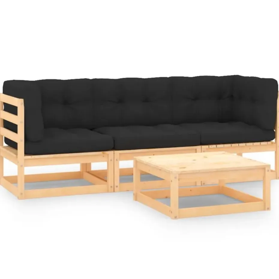 vidaXL - Loungeset - Antraciet - Grenenhout - 4 stuks