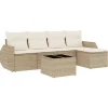 vidaXL - Loungeset - Beige - Poly rattan - 6 stuks