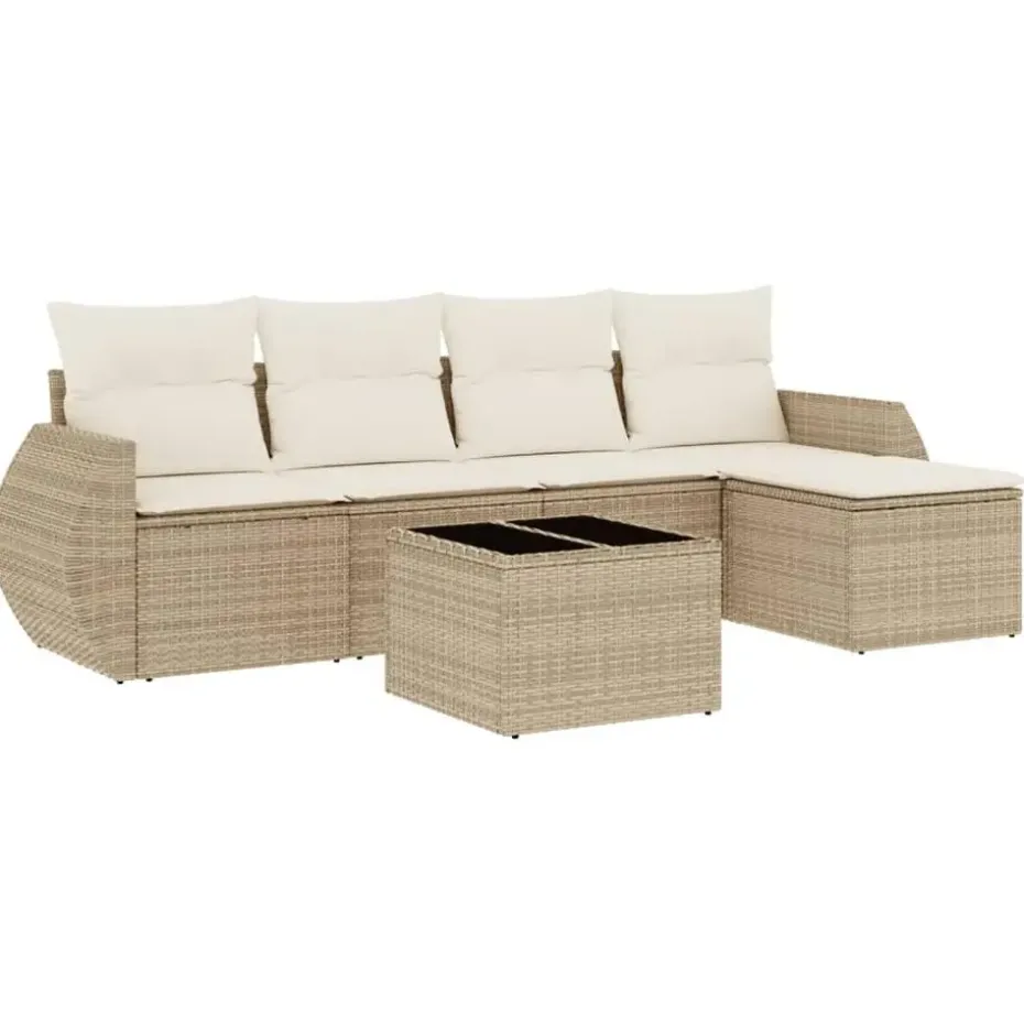 vidaXL - Loungeset - Beige - Poly rattan - 6 stuks