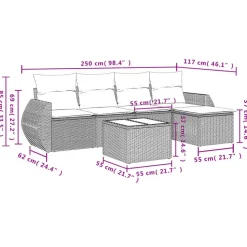 vidaXL - Loungeset - Beige - Poly rattan - 6 stuks