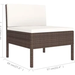 vidaXL - Loungeset - Bruin - Poly rattan - 6 stuks - Met kussens