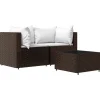 vidaXL - Loungeset - Bruin - Poly rattan - 3 stuks - Met kussens