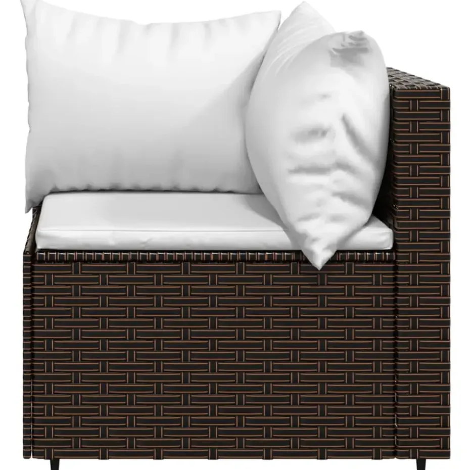 vidaXL - Loungeset - Bruin - Poly rattan - 3 stuks - Met kussens