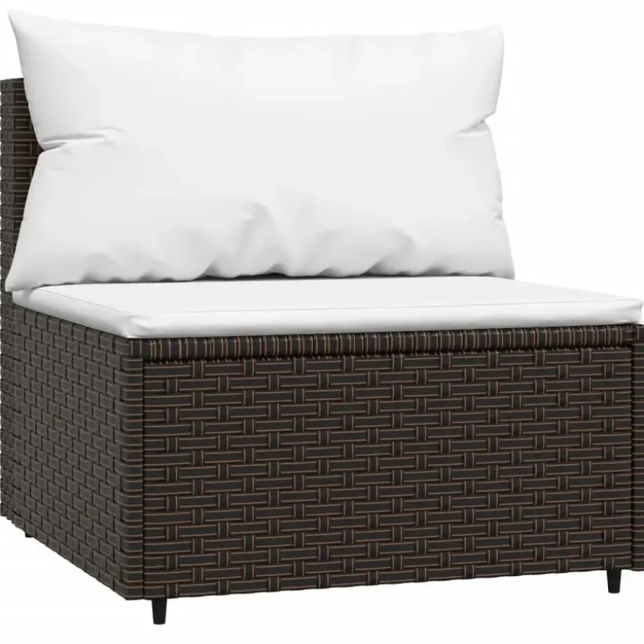 vidaXL - Loungeset - Bruin - Poly rattan - 3 stuks - Met kussens