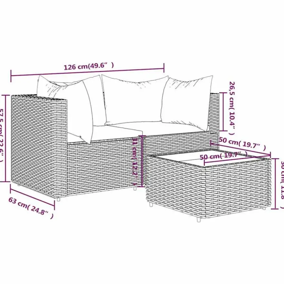 vidaXL - Loungeset - Bruin - Poly rattan