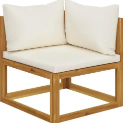 vidaXL - Loungeset - Crème - Acaciahout - 7 stuks - Met kussens