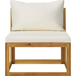 vidaXL - Loungeset - Crème - Acaciahout - 7 stuks - Met kussens