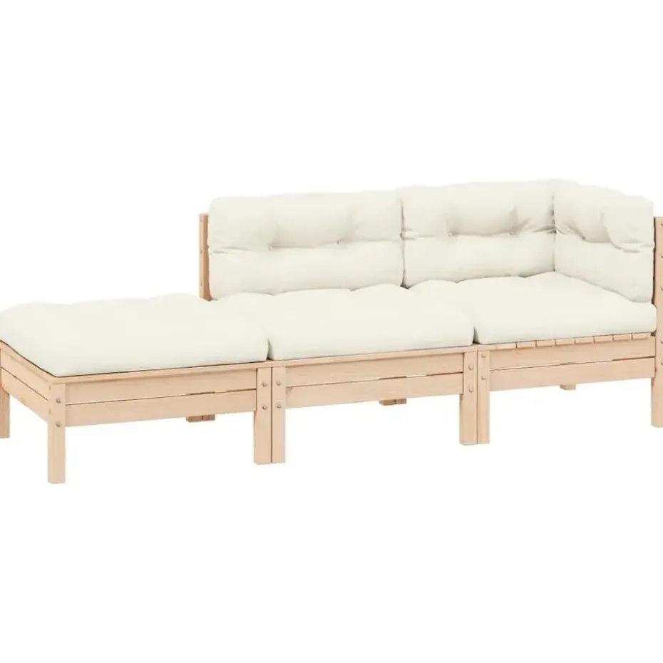 vidaXL - Loungeset - Crème - Grenenhout