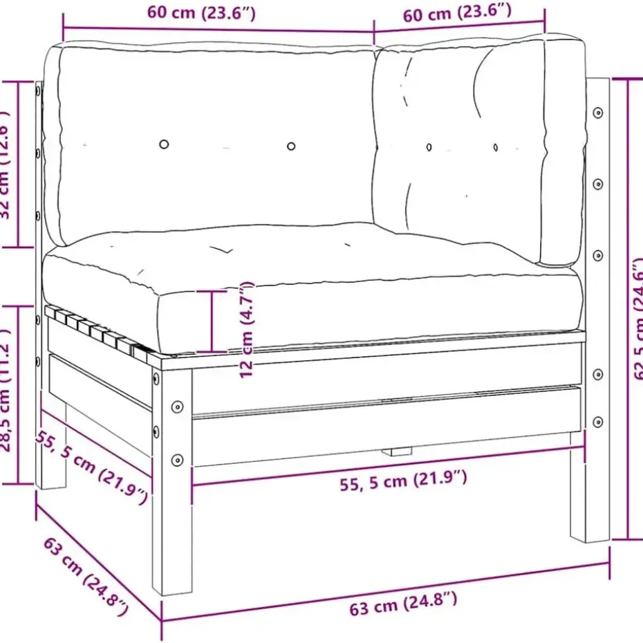 vidaXL - Loungeset - Crème - Grenenhout