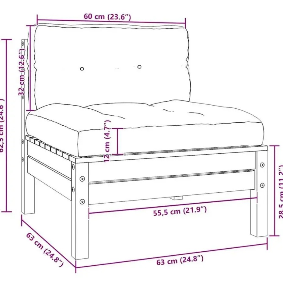 vidaXL - Loungeset - Crème - Grenenhout