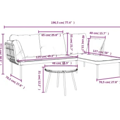 vidaXL - Loungeset - Donkergrijs - Poly rattan - 3 stuks - Met kussens