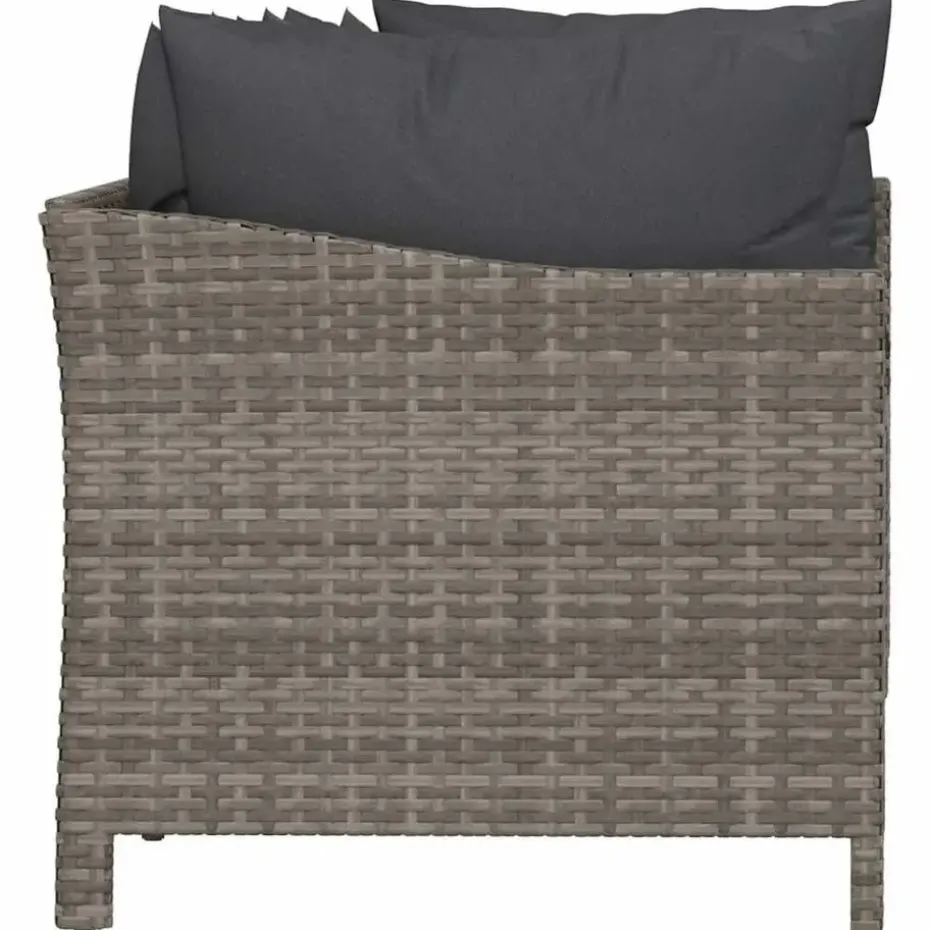 vidaXL - Loungeset - Grijs - Poly rattan - 4 stuks - Met kussens