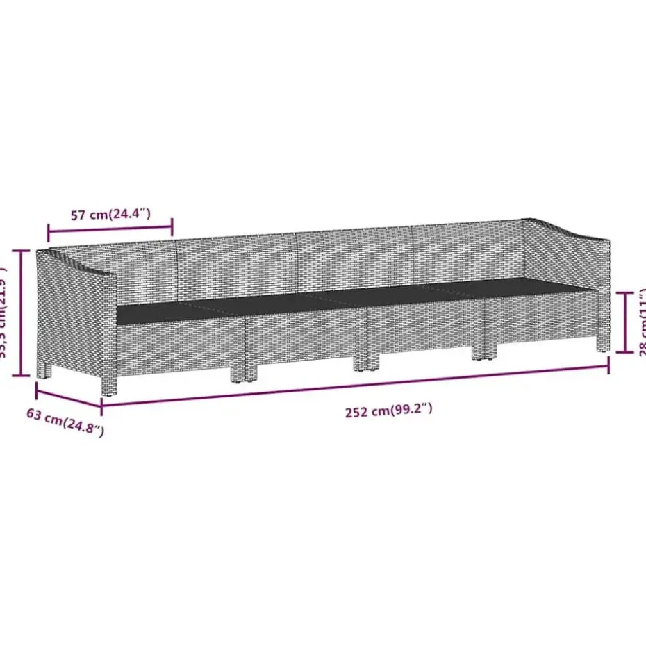 vidaXL - Loungeset - Grijs - Poly rattan - 4 stuks - Met kussens