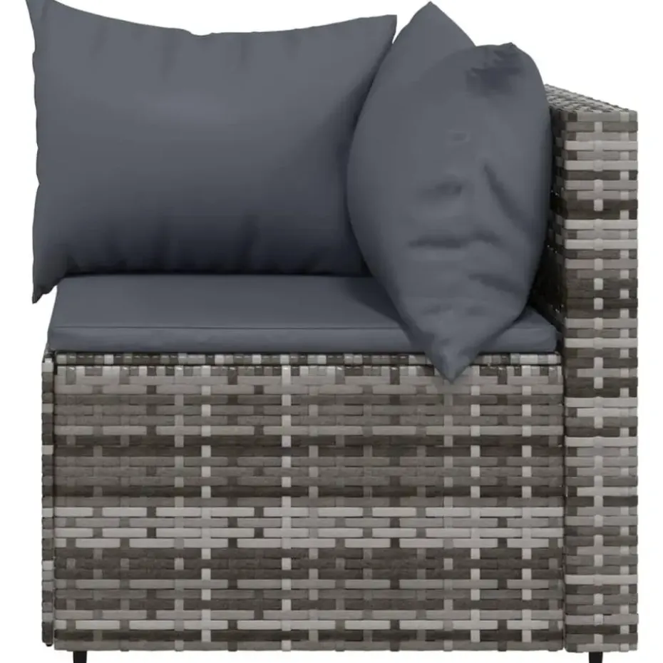 vidaXL - Loungeset - Grijs - Poly rattan - 3 stuks - Met kussens