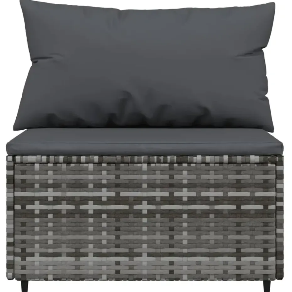 vidaXL - Loungeset - Grijs - Poly rattan - 3 stuks - Met kussens