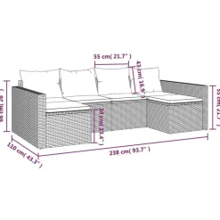 vidaXL - Loungeset - Grijs - Poly rattan - 2 stuks -Met kussens