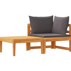 vidaXL - Loungeset - Grijs - Acaciahout - 2 stuks - Met kussens