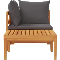 vidaXL - Loungeset - Grijs - Acaciahout - 2 stuks - Met kussens
