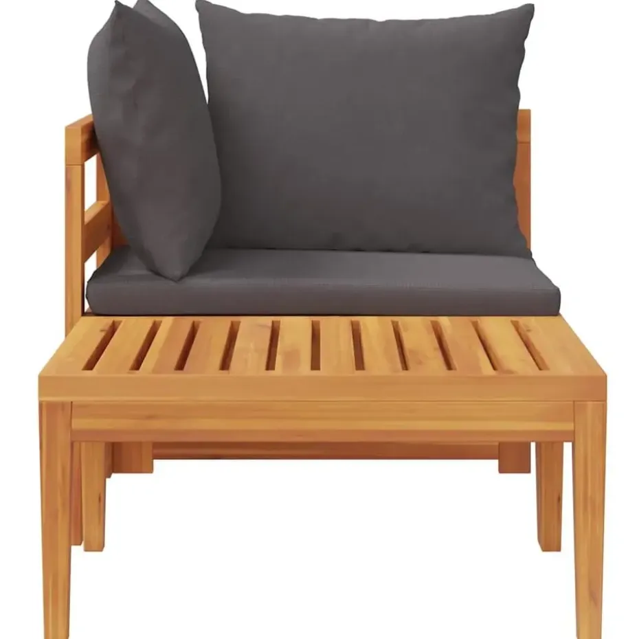 vidaXL - Loungeset - Grijs - Acaciahout - 2 stuks - Met kussens