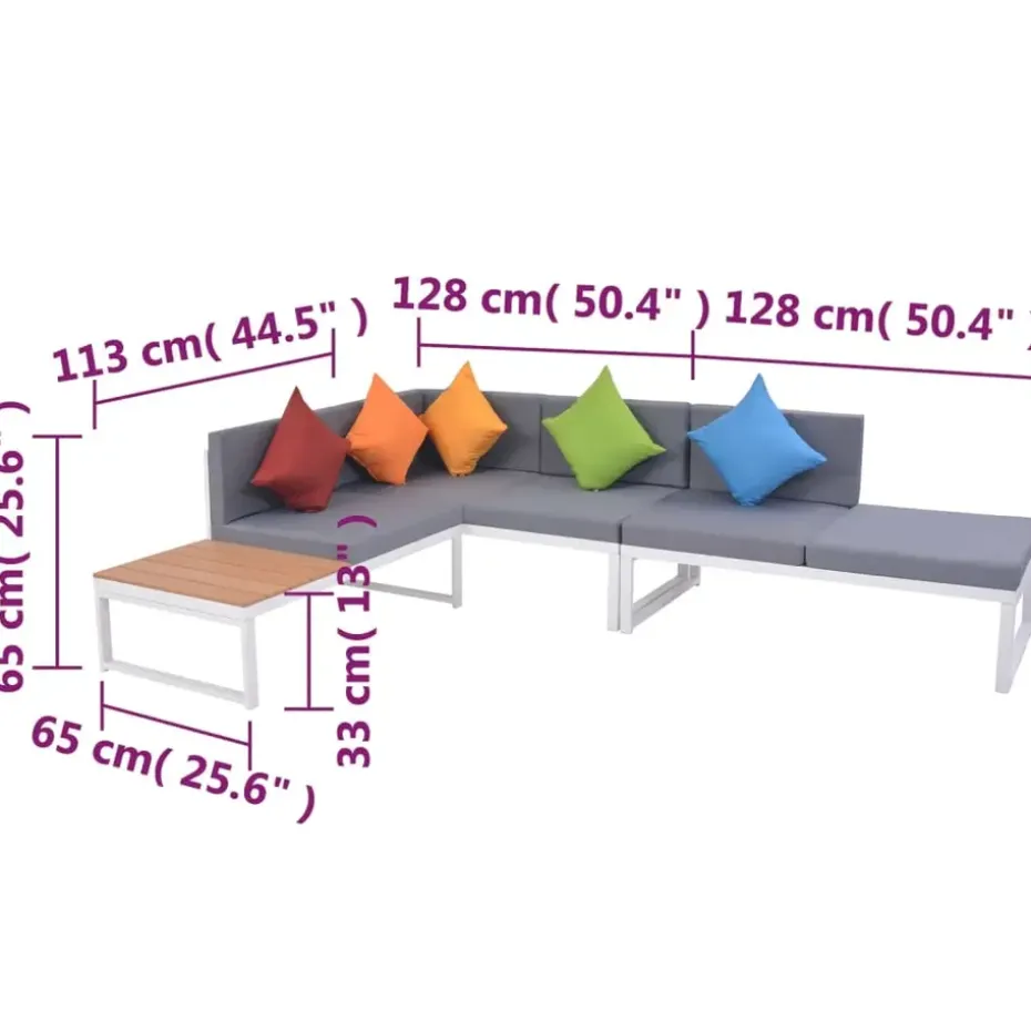vidaXL - Loungeset - Multikleur - Aluminium