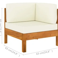 vidaXL - Loungeset - Wit - Acaciahout - 6 stuks - Met kussens - 100x60 cm