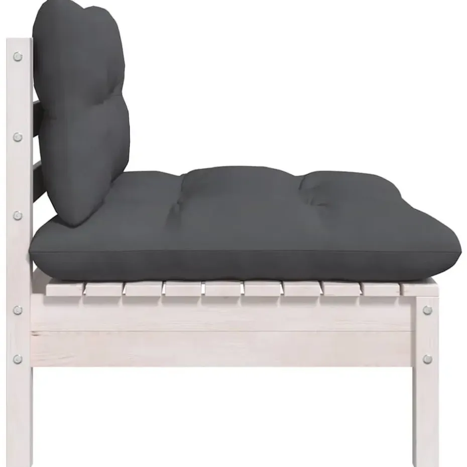 vidaXL - Loungeset - Wit - Grenenhout - 3 stuks - Met kussens
