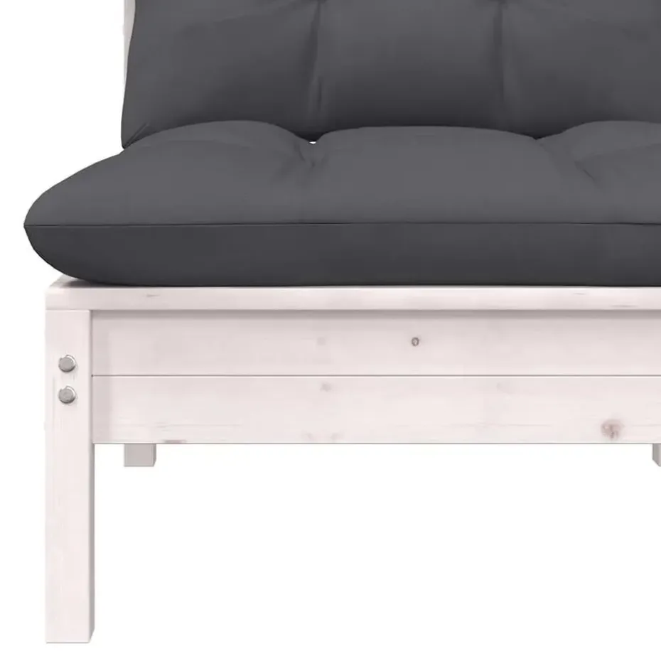 vidaXL - Loungeset - Wit - Grenenhout - 3 stuks - Met kussens