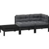 vidaXL - Loungeset - Zwart - Grenenhout