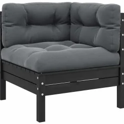 vidaXL - Loungeset - Zwart - Grenenhout