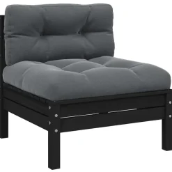 vidaXL - Loungeset - Zwart - Grenenhout