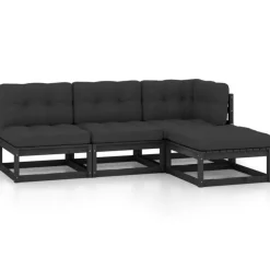 vidaXL - Loungeset - Zwart - Grenenhout