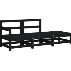 vidaXL - Loungeset - Zwart - Hout - 3 stuks - Met kussens