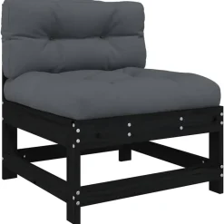 vidaXL - Loungeset - Zwart - Hout - 3 stuks - Met kussens