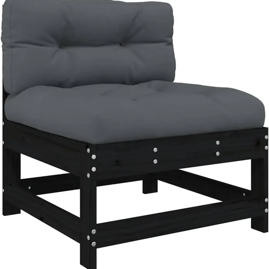 vidaXL - Loungeset - Zwart - Hout - 3 stuks - Met kussens
