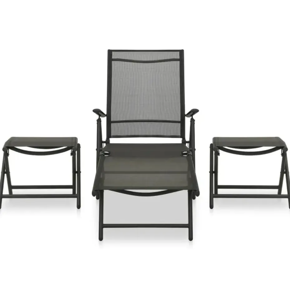 vidaXL - Loungeset - Zwart - Aluminium