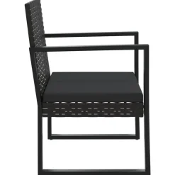 vidaXL - Loungeset - Zwart - Poly rattan - 3 stuks - Met kussens