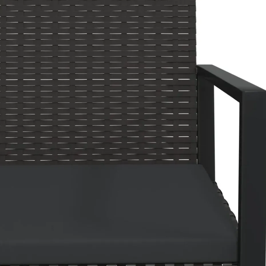 vidaXL - Loungeset - Zwart - Poly rattan - 3 stuks - Met kussens