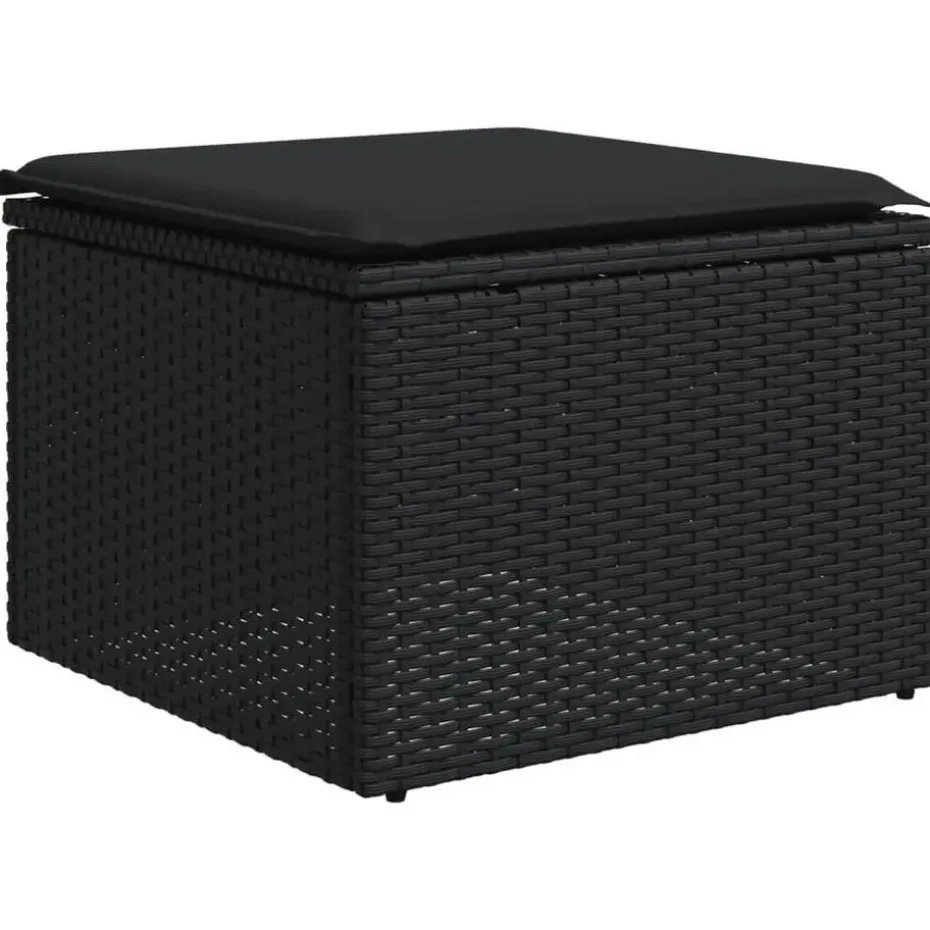 vidaXL - Loungeset - Zwart - Poly rattan - 4 stuks - Met kussens