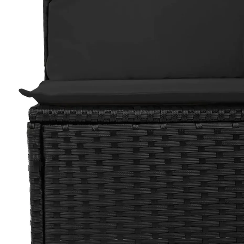 vidaXL - Loungeset - Zwart - Poly rattan - 4 stuks - Met kussens