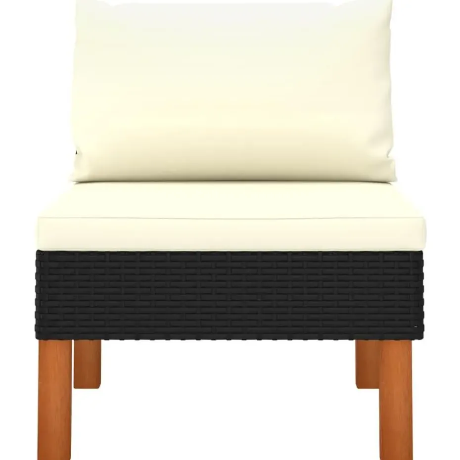 vidaXL - Loungeset - Zwart - Poly rattan en massief eucalyptushout - 3 stuks