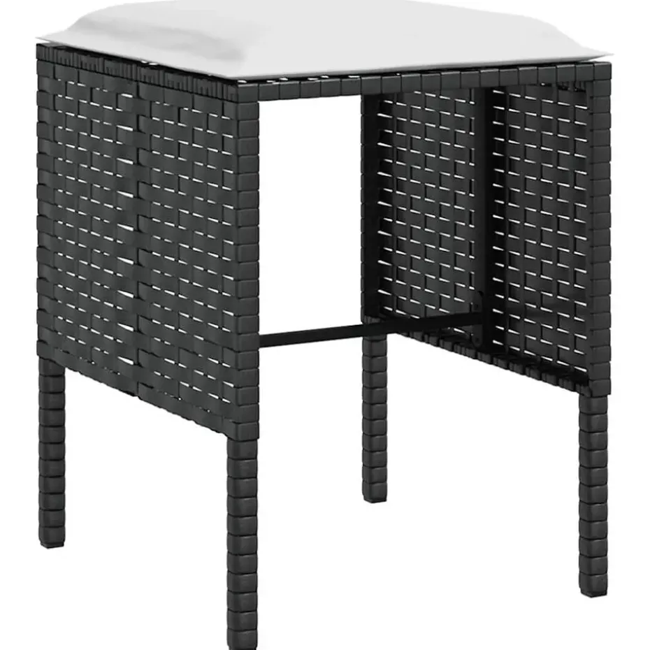 vidaXL - Loungeset (dinning) - Zwart - Poly rattan - 5 stuks - Met kussens