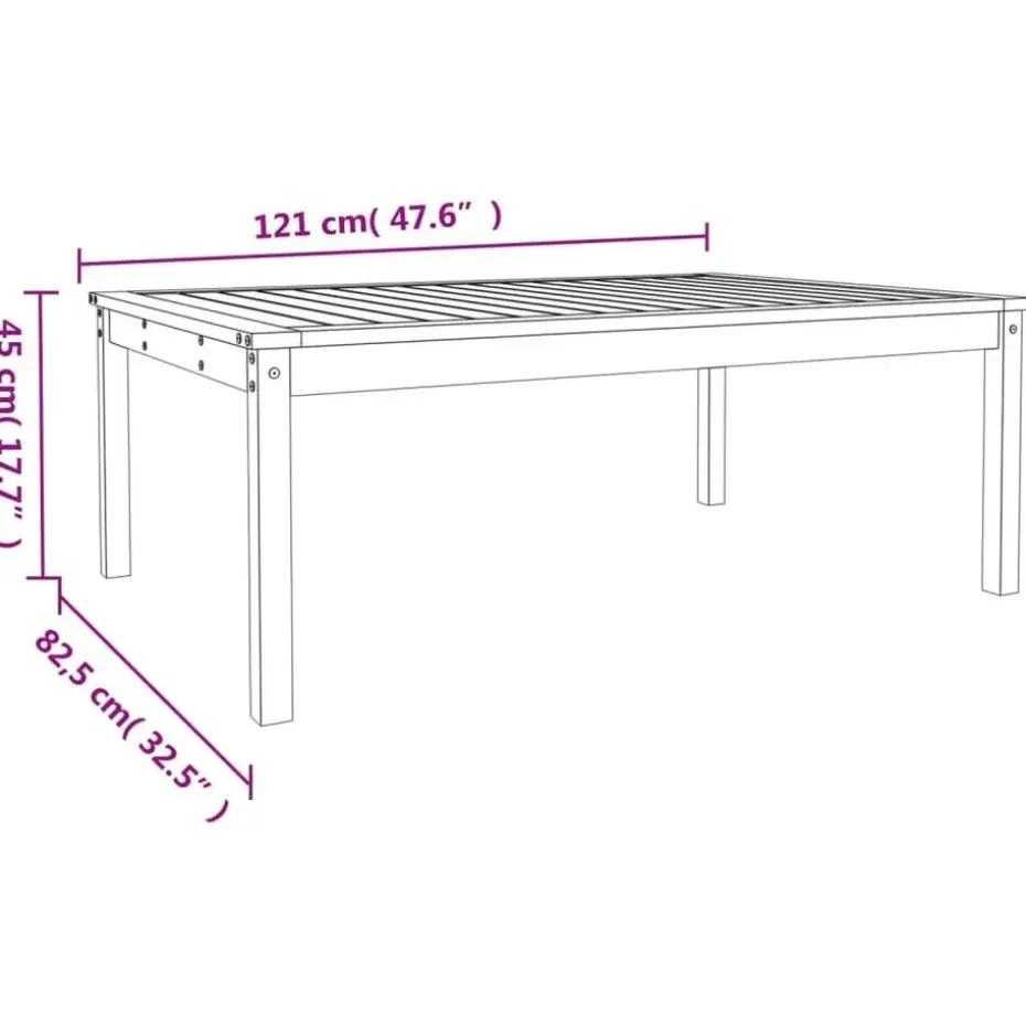 vidaXL - Loungetafel - Naturel - Massief douglashout - 121x82,5x45 cm