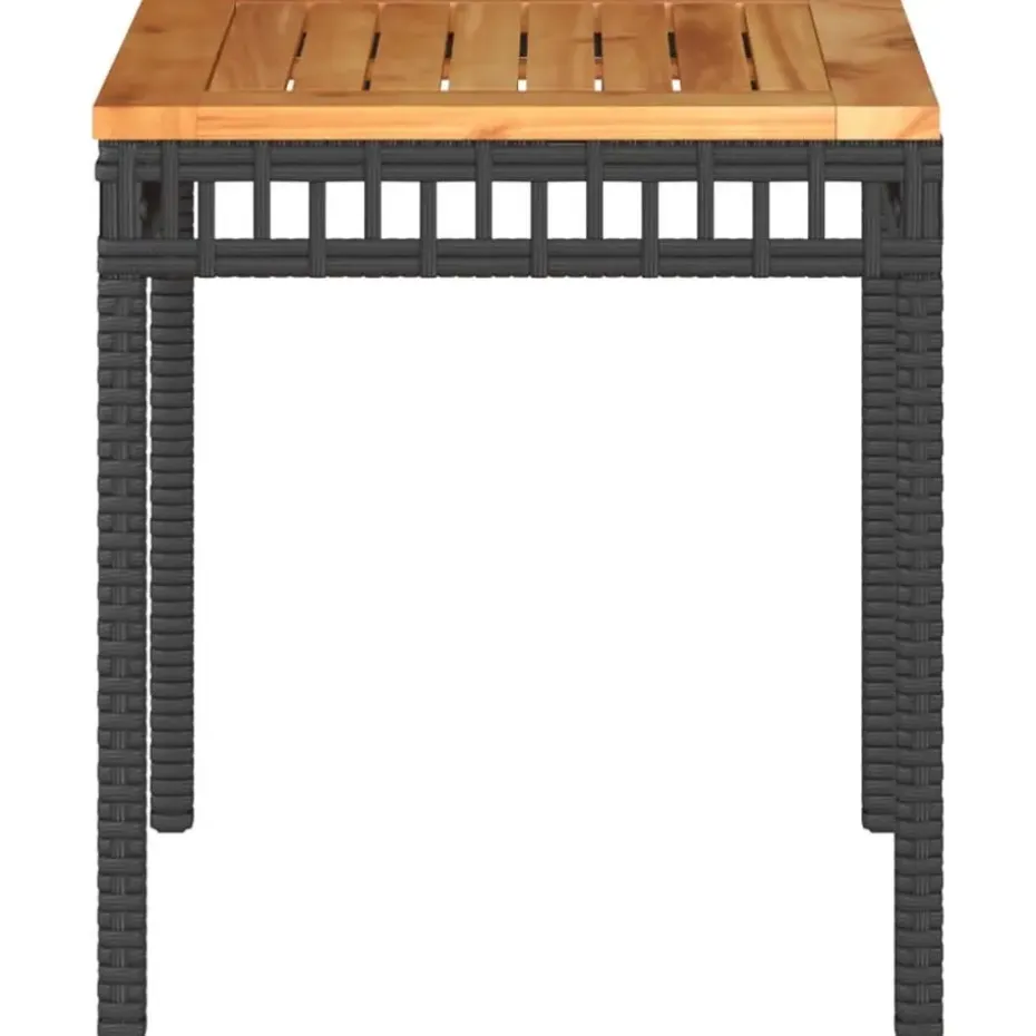 vidaXL - Loungetafel - Weerbestendig - Zwart - Poly rattan en hout - 38x38x42cm