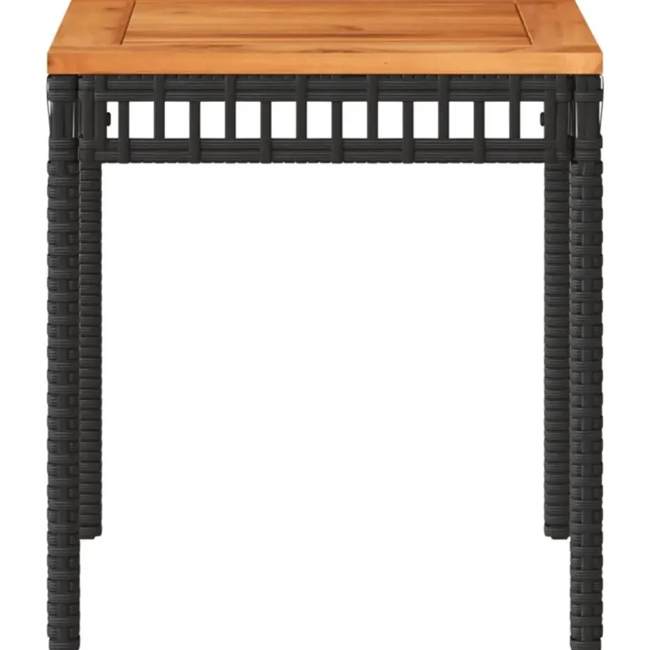 vidaXL - Loungetafel - Weerbestendig - Zwart - Poly rattan en hout - 38x38x42cm