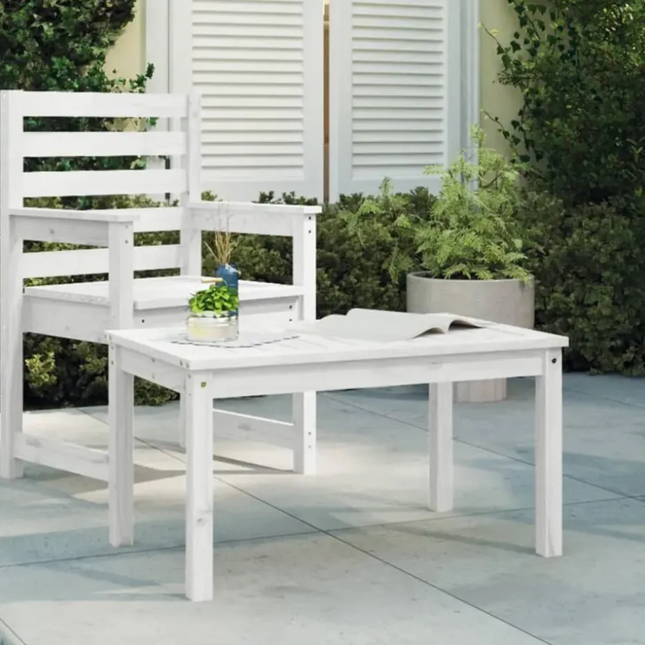 vidaXL - Loungetafel - Wit - Massief grenenhout - 82,5x50,5x45 cm