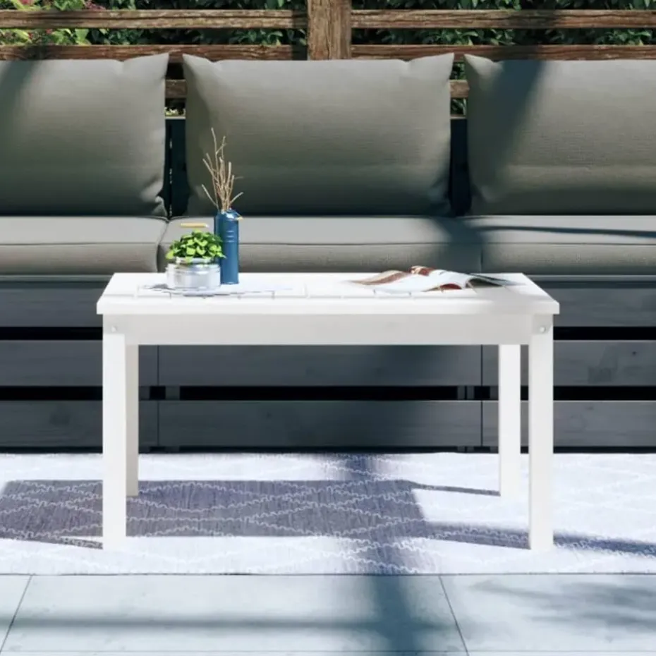 vidaXL - Loungetafel - Wit - Massief grenenhout - 82,5x50,5x45 cm
