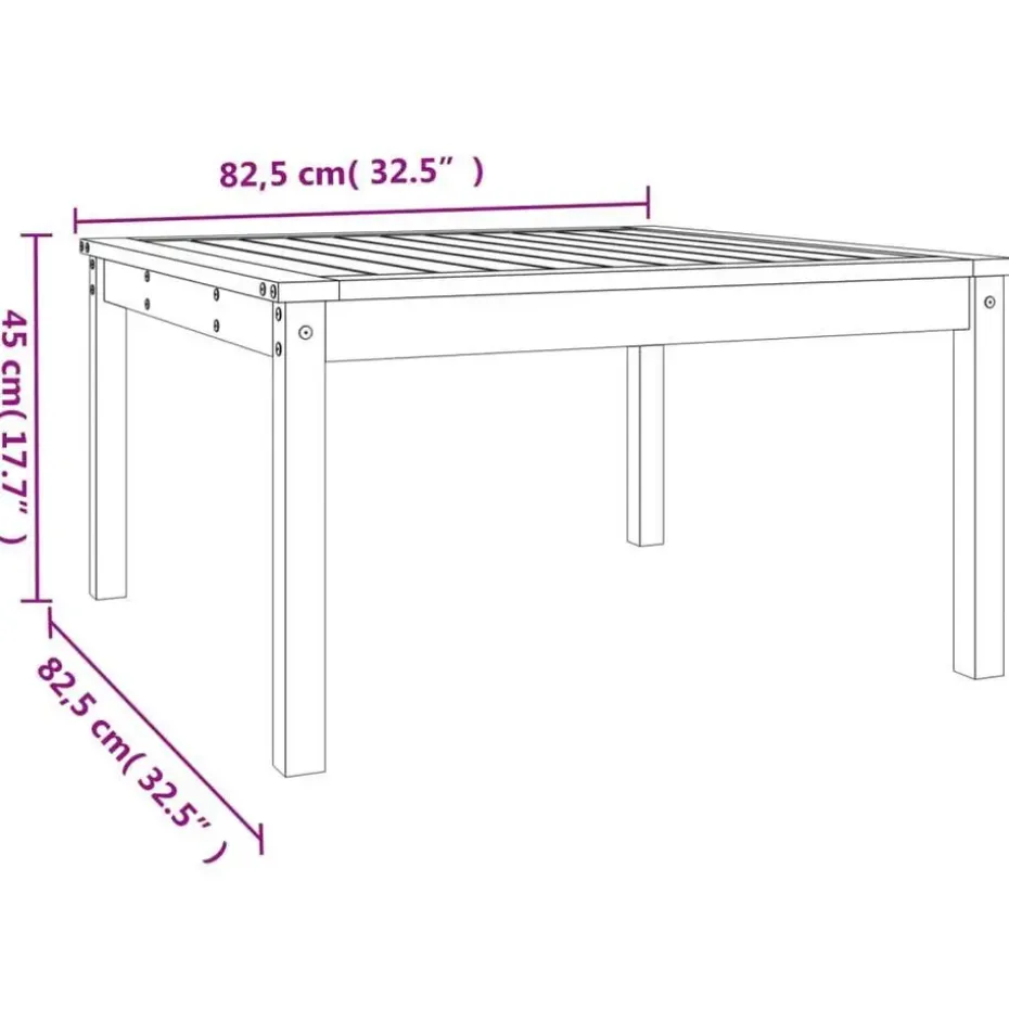 vidaXL - Loungetafel - Wit - Massief grenenhout - 82,5x82,5x45 cm